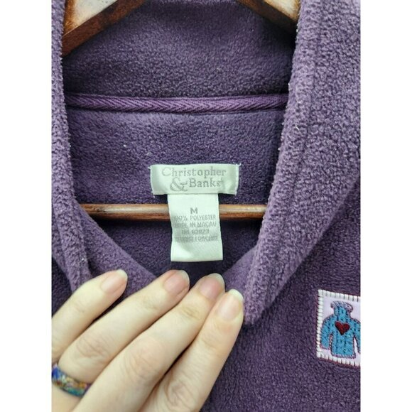 Christopher & Banks Purple Zip-Up Embroidered Vest M - Picture 2 of 3